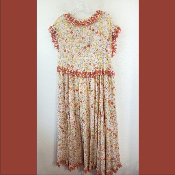 Free People Floral Maxi Dress with Red and Yellow Accents - Picture 5 of 7